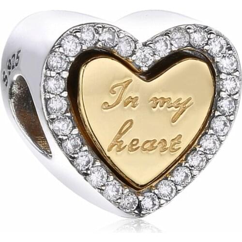 925 Sterling Silver Beads Charms Separable Letter Crystal Heart Charm Fit Original pandora Bracelet For Women DIY Jewelry