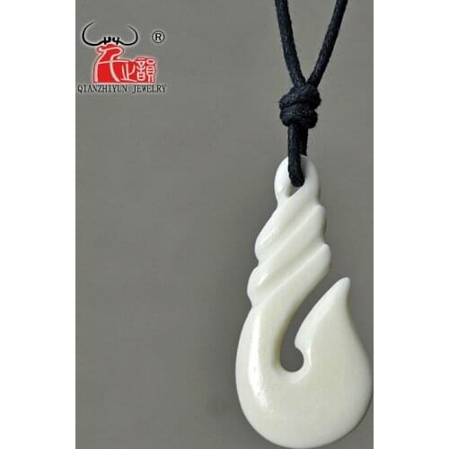 GX028 New Zealand Maori jewelry handmade yak bone Fish Hook pendant Primitive tribes totem amulet Hawaii pendant for surfing