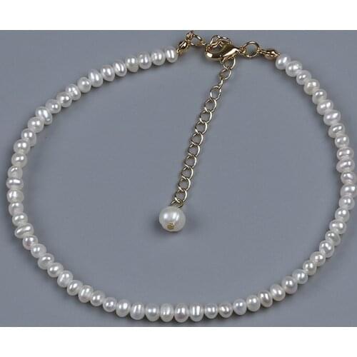 3.5-4mm Button Pearl Anklet Jewelry Freshwater Pearl Beads For Necklace Bracelet Anklet Making