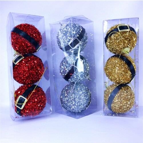 3Pcs Baubles Snow Mud Particles Party Tree Hanging Pentant Decorations Party Decor Styrofoam Foam Christmas Ball Ornament