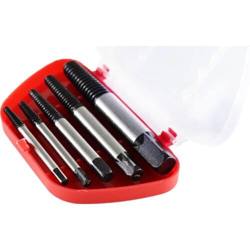 5Pcs/set Steel Broken Speed Out Damaged Screw Extractor Drill Bit Guide Set Broken Bolt Remover Easy Out Set