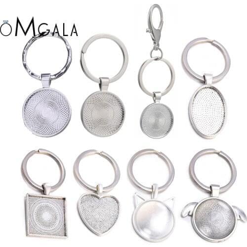 5pcs/lot Keychain Cabochon Base Setting Bezel Blank Cameo DIY Keychain Key ring Findings Jewelry Making Crafts Decoration