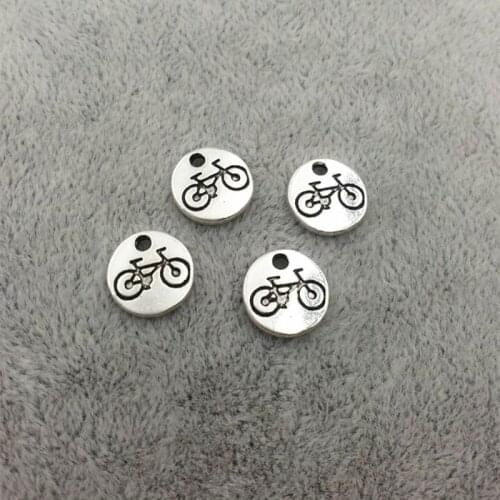 Newest 50 Pieces/Lot Diameter 10mm Antique Silver Plated Bicycle Tag Charms Bike Charm For Jewelry Making