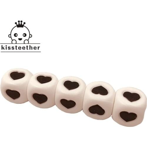 50pcs Silicone Beads BPA Free Chewing Bead 12mm Cube Heart Star Teething Beads for DIY Baby Necklace Teether Pacifier Clips