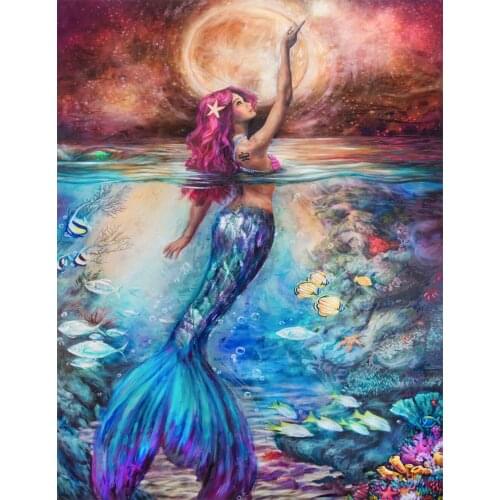 5D DIY diamond painting mermaid round diamond cross stitch rhinestone embroidery mosaic handmade decoration gift