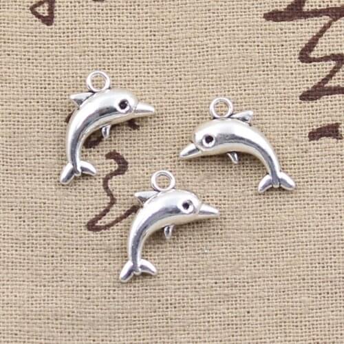 6pcs Charms lovely dolphin 18*11mm Antique Tibetan Silver Pendant Findings Accessories DIY Vintage Choker Necklace