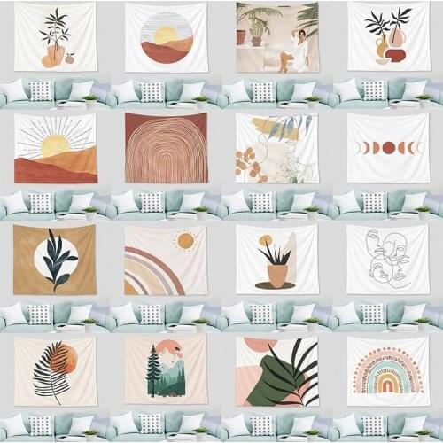 Abstract nordic Geometric Tapestry Tropic Modern Art Brown Wall Hanging ins Tapestry Decorative Tapestry For Home Decoration