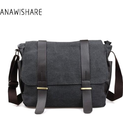 ANAWISHARE Men Messenger Bags Large Canvas Crossbody Bags School Shoulder Bags Laptop Bags Travel Handbags Bolsa Feminina