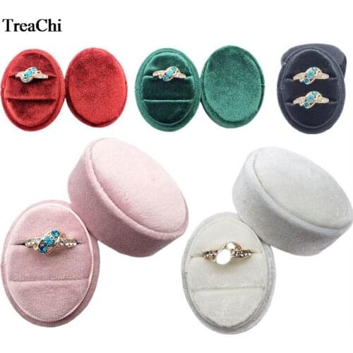 Velvet Double Ring Box Oval Gift Box Wedding Ceremony Rings Box Jewelry Packaging Box Ring Container Gift Boxes for Jewellery