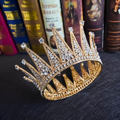 Bridal Tiaras Round Crowns Women Baroque Crystal Hair Jewelry Prom Headband Rhinestone Pageant Diadem Wedding Hair Accessories