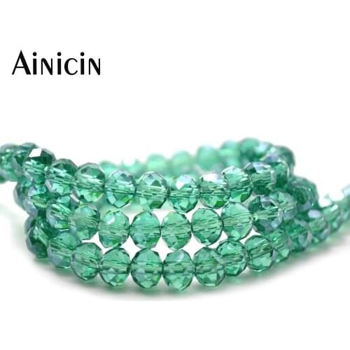20 Strands Transparency Glass Crystal Green Color 4x6mm Faceted Roundel Shape DIY Jewelry Making Beads