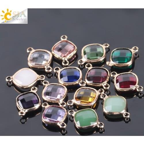 CSJA Small Size Murano Glass Crystal Beads Double Hole Faceted Loose Bead Connector for Earrings Handcraft Jewelry Findings E966