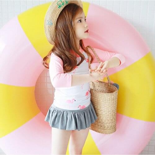 Childrens Swimsuit Kids Girls 2020 Rash Guard Baby Guards Children Clothes Bathing Suits New Swimwear Big Sun Long Sleeve Split