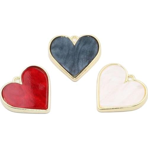 Eruifa 6pcs Luxurious 22mm Heart With Plastic Coin Zinc Alloy necklace,earring bracelet jewelry DIY handmade 2 colors