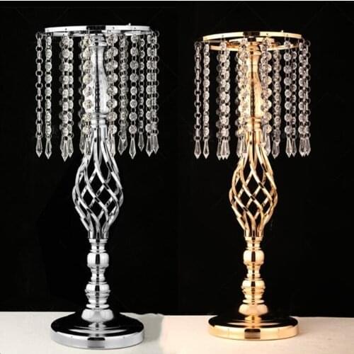 Exquisite Flower Vase Twist Shape Stand Golden/ Silver Wedding/ Table Centerpiece 52 CM Tall Road Lead Home Decor