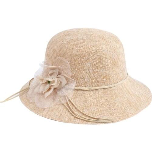 2019 Fashion Women Floppy Linen Sun Hat Summer Floral Wide Brim Caps Beach Travel Foldable Solid Hats UV Protection Caps