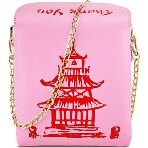 Chinese Takeout Box Tower Print Handbag for Women Novelty Cute Girl Shoulder Messenger Bag Female Totes Purse
