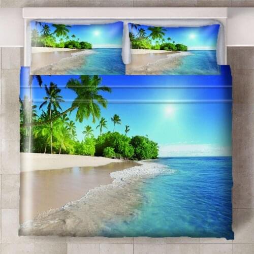 Summer Blue Beach Sea 3Pcs/Set Bedding Set Sheet Children Room Bed Sheet Pillow case Bedding Set