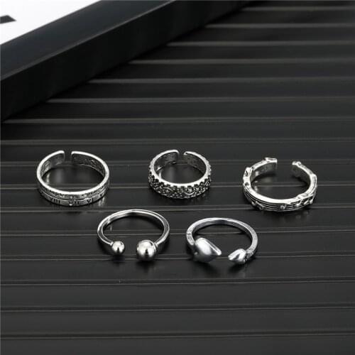 1PC Korea Minimalist Musinc Note Heat Open Ring For Women Vintage Fashion Arabic Numerals Round Ball Adjustable Ring Jewelry