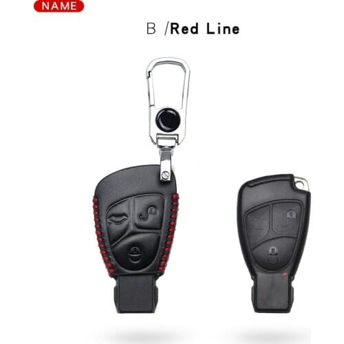 Leather Car Key Case Cover For Mercedes Benz A B C E S R ML SLK CLS CLK CL Class W124 W169 GLK300 C200E W202 W203 W210 W211 W204