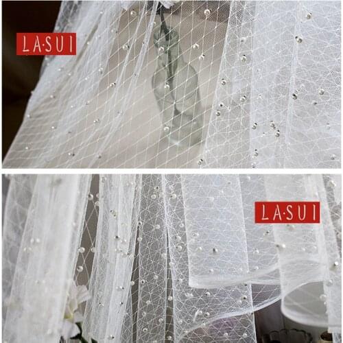 LASUI 5 mm small pearl Irregular distribution Unique and delicate Elasticity mesh lace Fashion fabric DIY Fashion fabric F0006