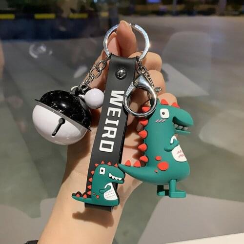 Cute Dinosaur Car Keychain Pendant Student Bag Small Gift Net Red Bell Accessories Couple Birthday