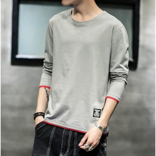 Fashionable Men T Shirt Autumn Long Sleeve Round Neck Camiseta Masculina Korean Cotton Sweater Youth Versatile Bottoming