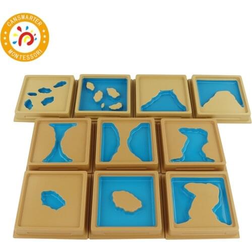 Montessori Material Learning Geography Land and Water Form Trays Baby Toy Knowledge of the World Teaching Aids Early Education
