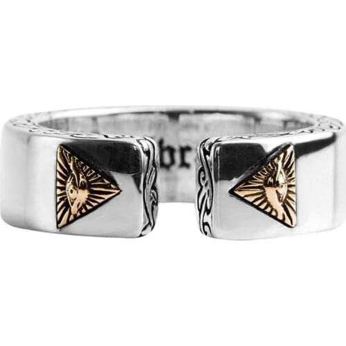 Eye of God Ring Male Trend Personality Retro Thai Silver European and American Hip Hop Simple Open Finger Tail Ring Dark Wind