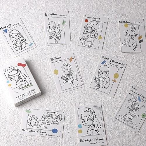 28 Sheets/Set Cute Painting Collection Lomo Card Cartoon Mini Postcard Message Card Christmas Gifts