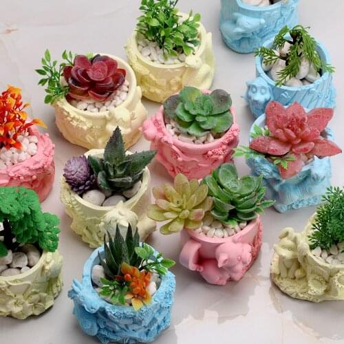 Cement Mold Cute Rabbit Succelent Planter Concrete Pot Mould HandMade Home Decorative Tool