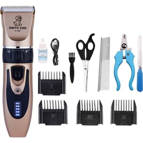 Low Noise Rechargeable Cordless Cat Dog Clippers Pet Grooming Kit W/ LCD Display