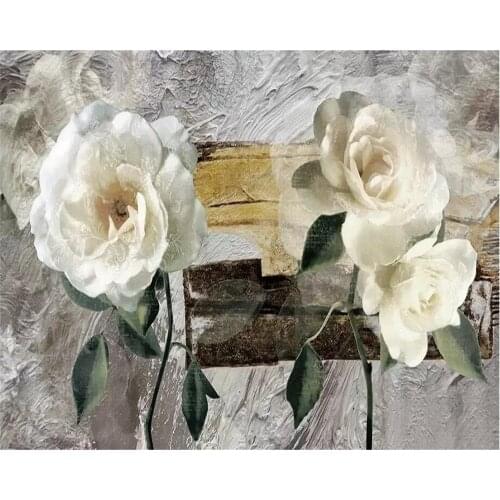 Beibehang Custom wallpaper retro oil painting flower gardenia TV background wall home decoration living room murals 3d wallpaper