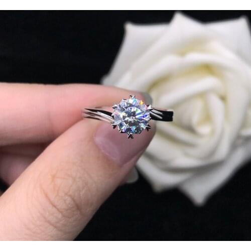 AU750 Test Positive 2Ct 8.0mm D Color VVS1 Moissanite Engagement Ring 18K White Gold Ring Diamond Jewelry R118