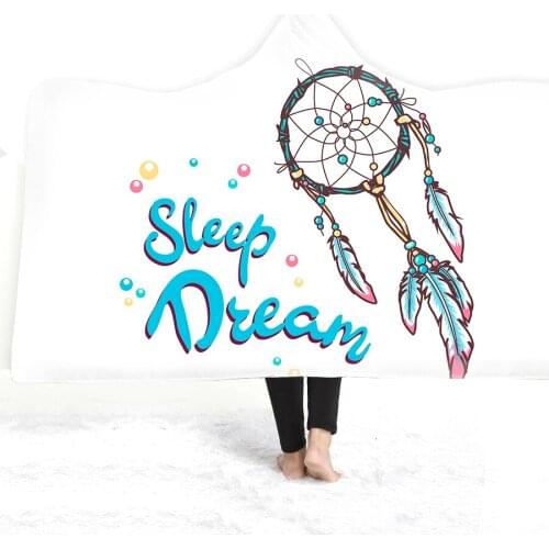 3D Printed Hooded Blanket Dreamcatcher Soft Fluffy Blankets For Adults Sherpa Fleece Winter Throw Blanket Hoodie Blanket Travel