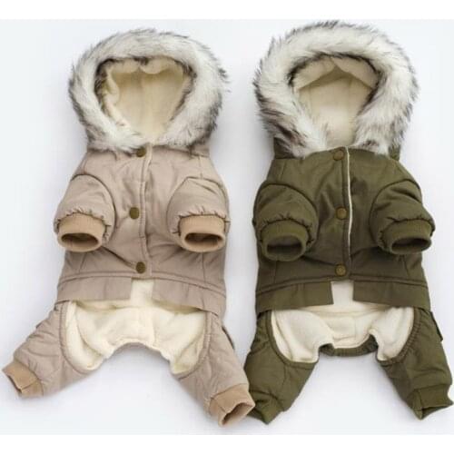 Pet Dog Clothes Winter Warm Dog Green Coat Jumpsuit Thicken Pet Clothing For Teddy Dogs Costume Puppy Clothes Jackets