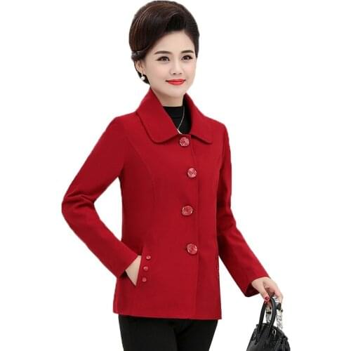 Autumn Women Jacket 2021 New middle aged Short Coat Fashion Elegant Mother Single-breasted Ladies Jackets Plus Size Tops A431