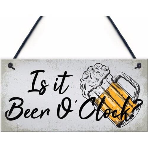 Meijiafei Beer Signs Beer O'Clock Hanging Garden Shed Sign Wall Pub Bar Plaques Friendship Signs 10" X 5"