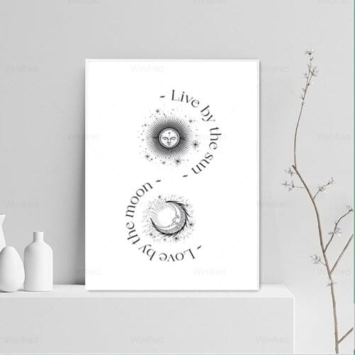 Suns Life Moons Love Poster Print Mural Living Room Home Decor Frameless Hippie Boho Style Print Minimalist Canvas Painting