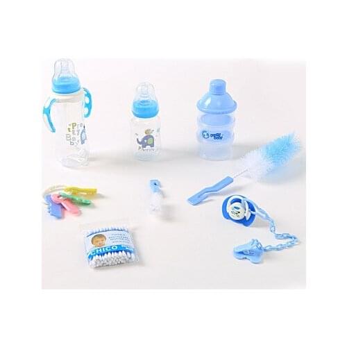 HOT Newborn bottle gift set baby pp bottle accessories brush toy pacifier cotton swab kettle milk powder storage box of 8 items