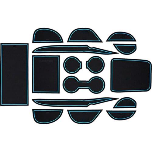 For Toyota Prius and Prius Prime 2016-2018 Custom Fit Cup Holder, Door, and Center Console Liner Accessories 16-Pc Set (Blue Tri