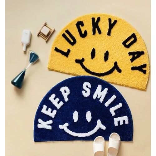 Fluffy Bathmat Funny Smile Letters Bathroom Rug Bath Tub Side Carpet Function Entrance Mats Floor Mat Anti Slip Rugs Home Decor
