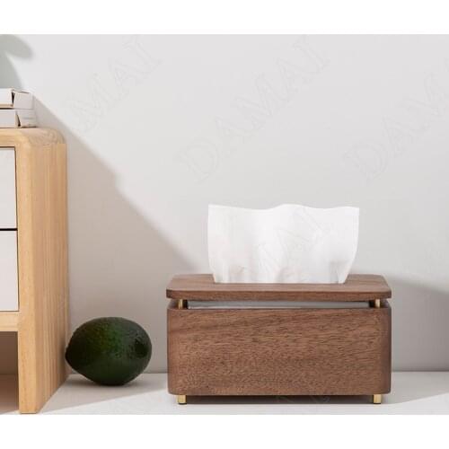 Manual Craft Walnut Wood Tissue Boxes Dining Table Desktop Tissues Box Simplicity Living Room Decoration Napkin Organizer Tank