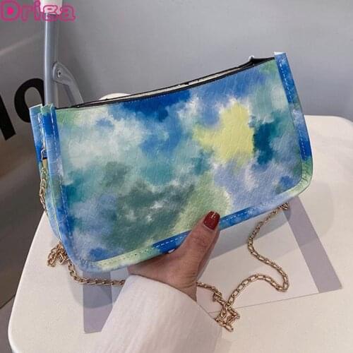 Driga Underarm Women Handbags New 2021 Fashion Messenger Bags Texture Portable Mini Shoulder Bags Tie-dye Chain Casual Bags