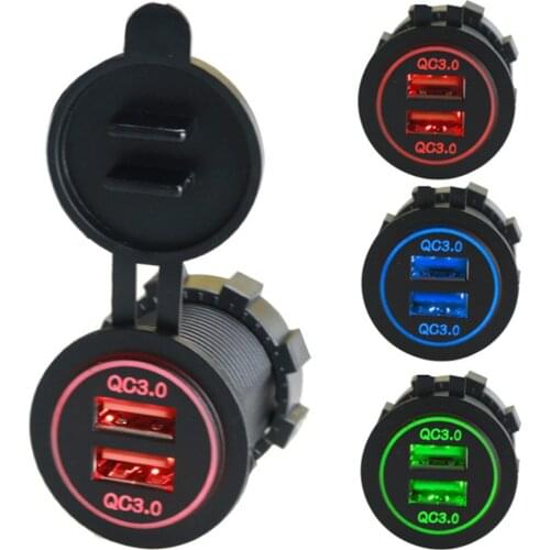 Universal Car Smart USB Charger Dual QC3.0 Fast Charging With LED Light Chargers For Cellphone Tablet Plug And Play