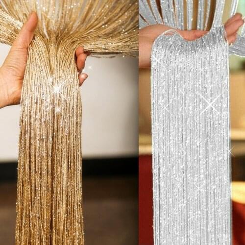 Tassel Hanging String Door Window Curtain Glitter Dividers Beaded Fly Screen Fringe Window Panel Room Wedding Coffee House Decor