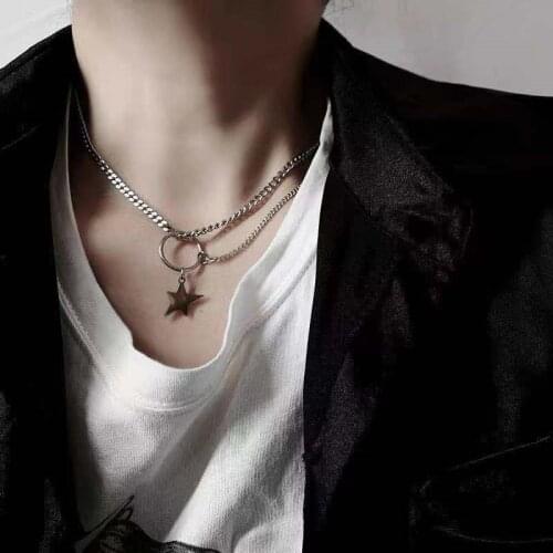 Simple Hip Hop Style Star Clavicle Chain Necklace For Men Silver Color Womens Necklaces Party Jewelry Accessories