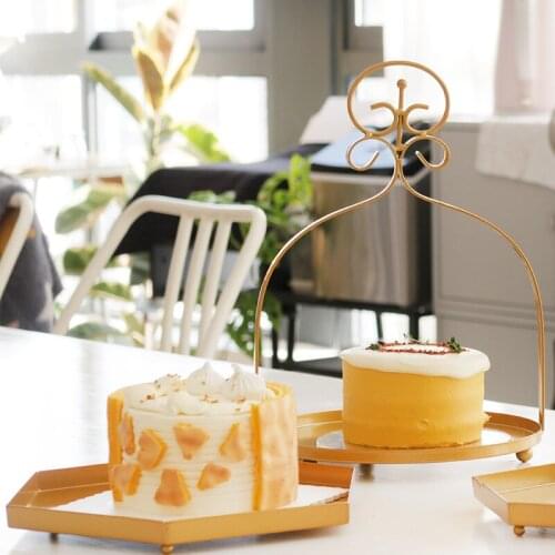 Gold Creative Wrought Iron Cake Tray Party Display Stand Wedding Decoration Birthday Dessert Desktop Afternoon Tea Cake Stand