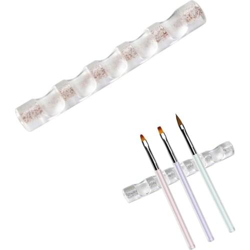 1Pc Nail Brush Stand 5 Grids Acrylic Rack Rest Painting Pen Holder Shelf Display Carrier Storage Tips Salon Manicure Tools