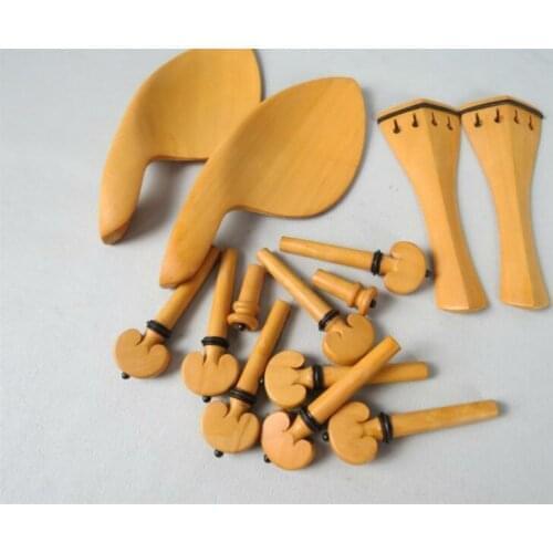 2 sets 4/4 violin boxwood fittings parts accessories England tailpiece chinrest endpin 4 pegs fittings